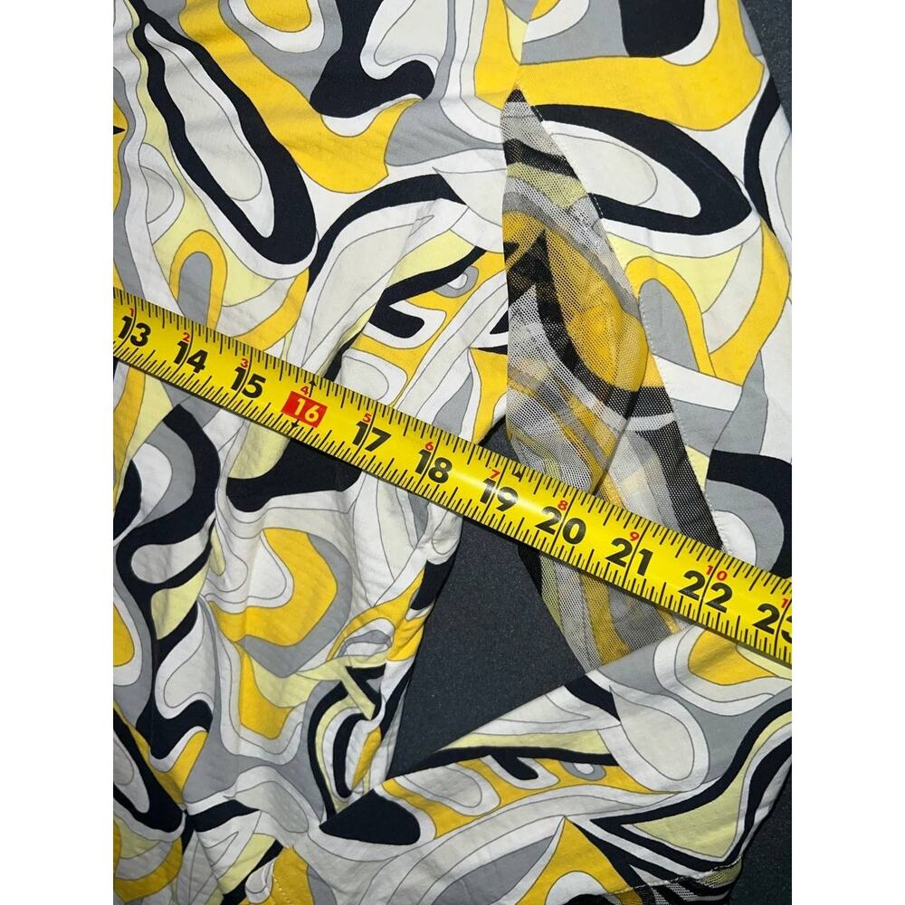 Icikuls Medium golf nylon Yellow Y2k Geometric 1/4 Zip Top A009181 - Picture 3 of 7